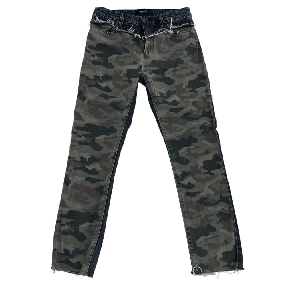 Hudson Black Barbara High-Rise Green Camo Step-Hem Jeans Size 26 Women’s